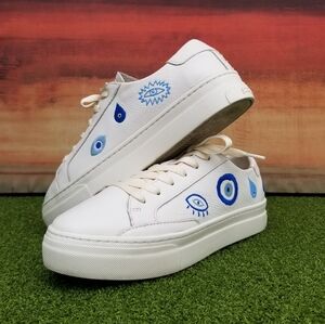 Women's SOLUDOS White Leather Eye Ibiza Sneakers ~ sz 9